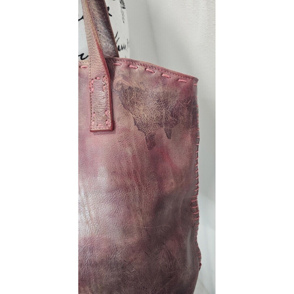 Rare Bed Stu Skye Leather Tote Bag Cobbler Series Pink Purple Whipstitch New - Picture 4 of 16